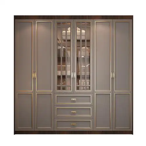 轻奢新中式衣柜现代简约家用卧室开门实木整体组合衣橱衣帽间定制