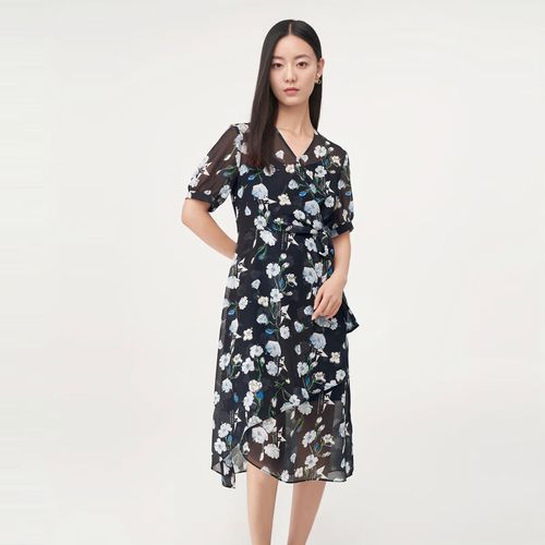 芭蒂娜连衣裙631u240 黑印花 s