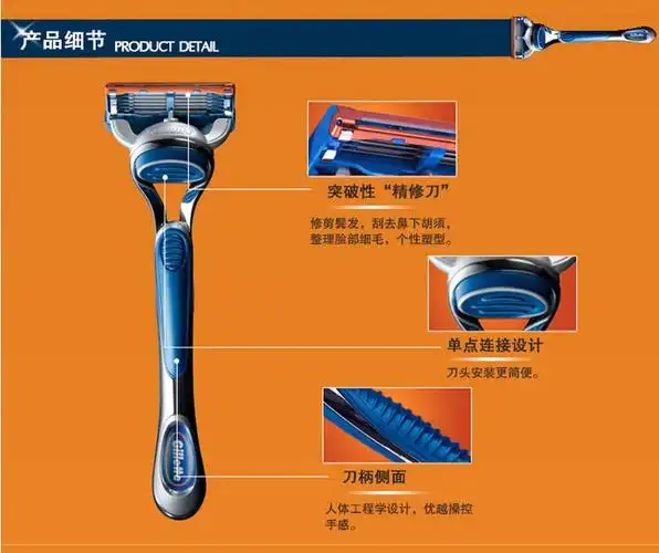 正品吉列锋隐手动剃须刀进口五层刀片含一刀头大胡子克星