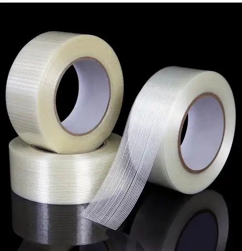 强力网格纤维胶带pet耐高温不残留条纹8195k透明封箱纤维胶带 条纹耐