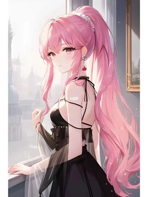 单马尾红瞳粉毛第三弹