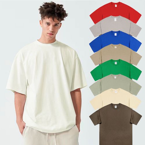 250g重磅纯棉短袖宽松t恤美式小领口定制印logo图案文字情侣班服