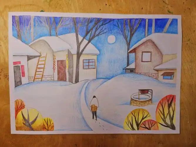 画画  #治愈系风景  #风景  #画画的日常  #绘画  #冬日雪景  #白雪