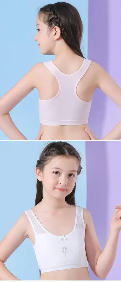 内衣儿童发育期小背心912岁大童抹胸纯棉女学生运动文胸601粉色白色两