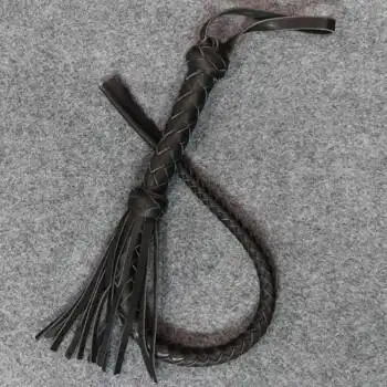 牛皮马鞭真皮鞭子马术马鞭防身皮鞭调教短鞭影视道具鞭子马具用品黑色