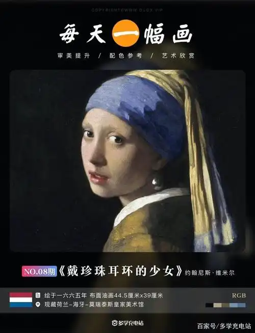 每日一画|《戴珍珠耳环的少女》1665年 约翰内斯·维米尔