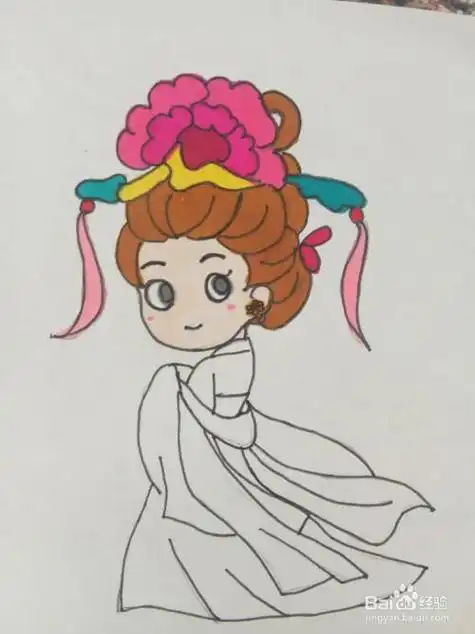 卡通古代贵妃简笔画