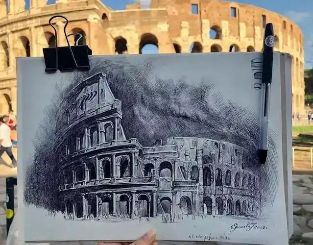 硬核建筑素描手绘这种欧式建筑真的复杂画技和耐心缺一不可