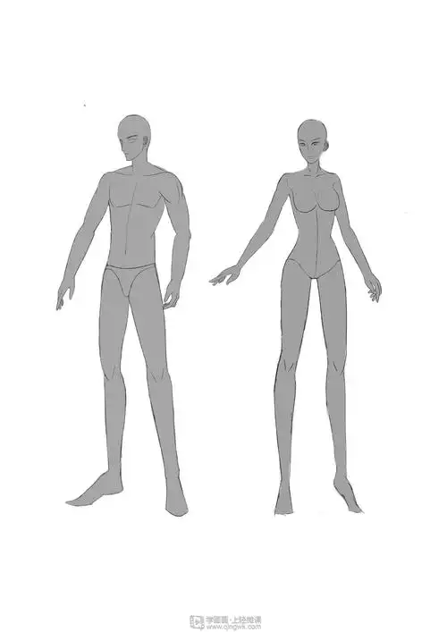 男女人体线稿人体古风插画入门训练