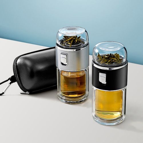 茶水分离杯高档玻璃杯个人专用便携泡茶杯迷你小号容量旅行杯出差