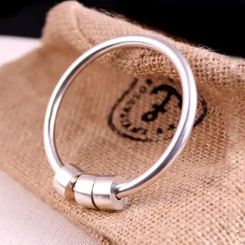 山本银 s925银圆环素圈手镯女款个性光圈圆圈银手镯款