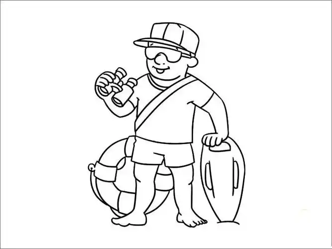 帅气的救生员哥哥,随时准备着去救人呢~救生员简笔画