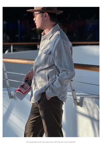 the refinery 紫标 025 linen shirt jacket 可脱卸袖衬衫夹克tr