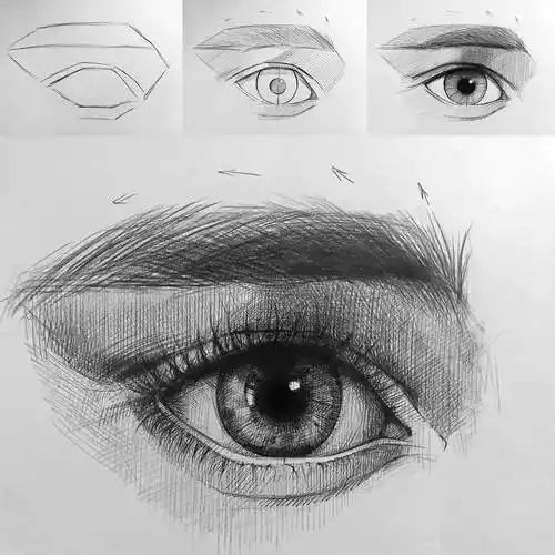 线条清晰的自动铅笔素描,带辅助线!_smdsart_网络_素材