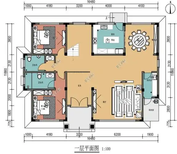 农村自建房宽16米进深11米,想建两层,外型和室内怎么设计?
