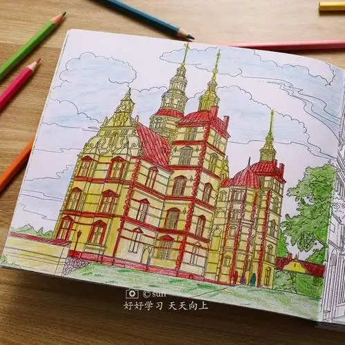 秘花园时间旅程手绘涂色填色书儿童涂色书成人减压画册秘密花园神秘