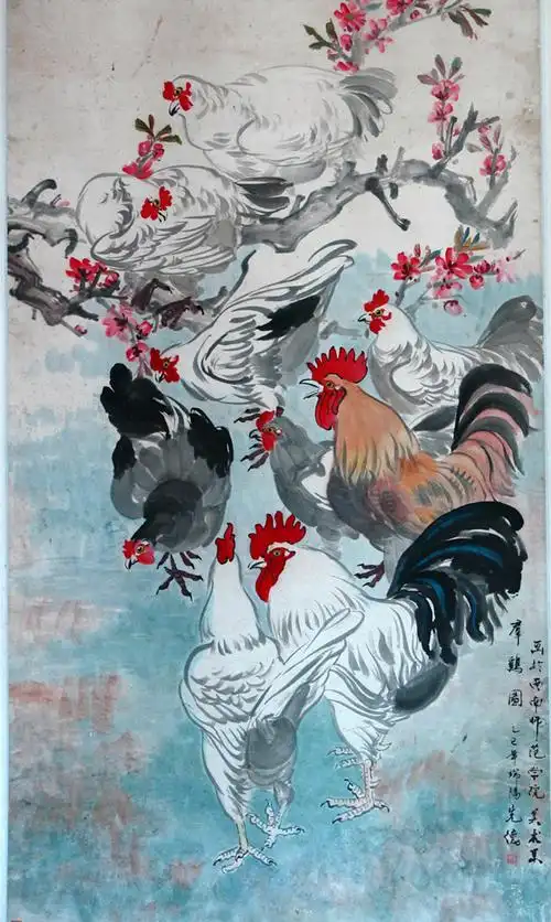 群鸡图-画家唐先德-画家唐先德作品欣赏-著名画家唐先德官方网站-中国