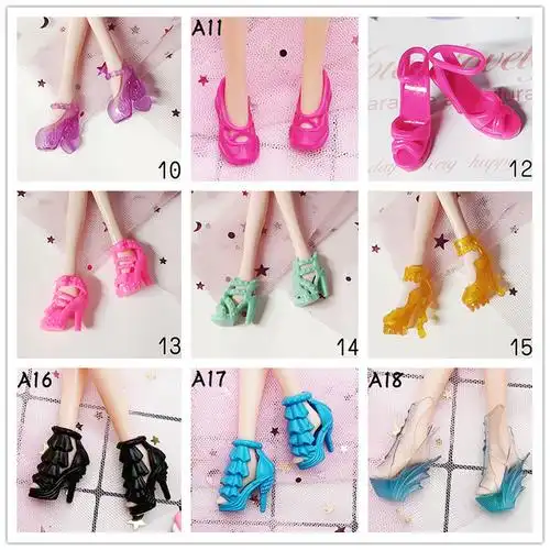 30厘米乐乐芭比娃娃高跟鞋小黑鞋凉鞋女孩过家家玩具配件鞋子礼物