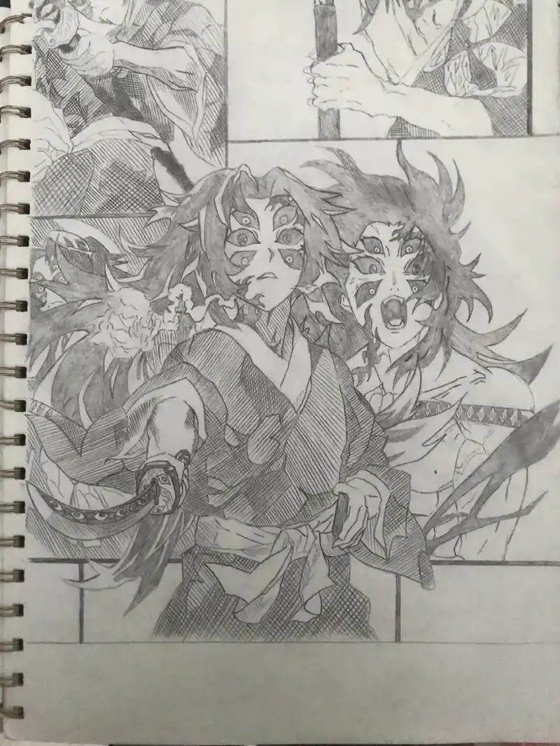 鬼灭之刃 #黑死牟 #绘画 #手绘 - 抖音