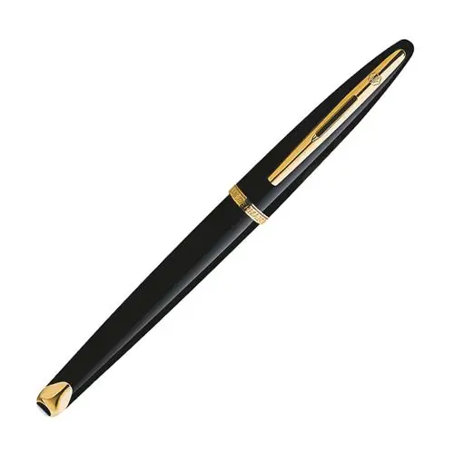 waterman carene fountain pen, black sea, gold trim, 18k medium