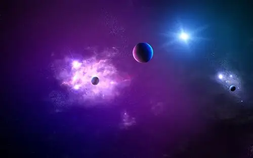 壁纸 紫色空间,行星,恒星,眩光 2560x1440 qhd 高清壁纸, 图片, 照片