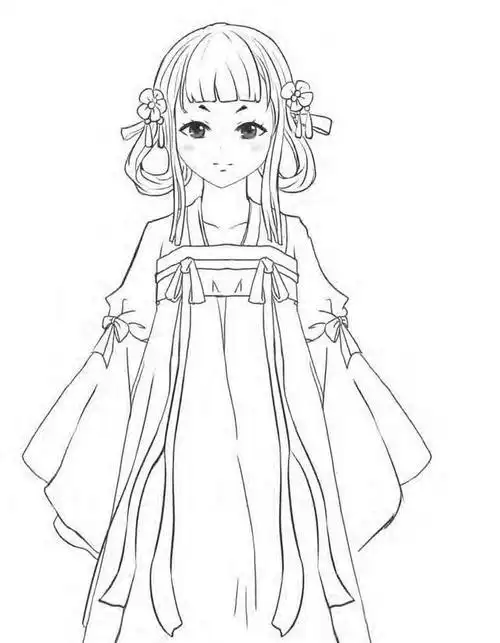 动漫女生古风简笔画