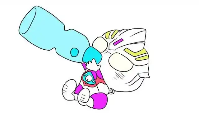 可爱的q版欧布奥特曼喝牛奶儿童卡通简笔画