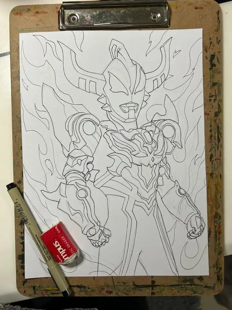 简单易画的杰德奥特曼绘画过程 马克笔手绘奥特曼系列又来了,这次画