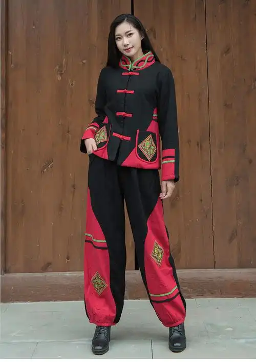 2018冬季棉麻女装民族风棉服外套刺绣短款棉衣棉袄