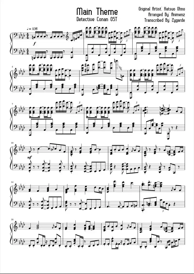 名侦探柯南#钢琴谱 #五线谱 #钢琴 - 抖音