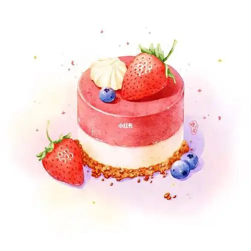 ipad水彩291草莓慕斯蛋糕