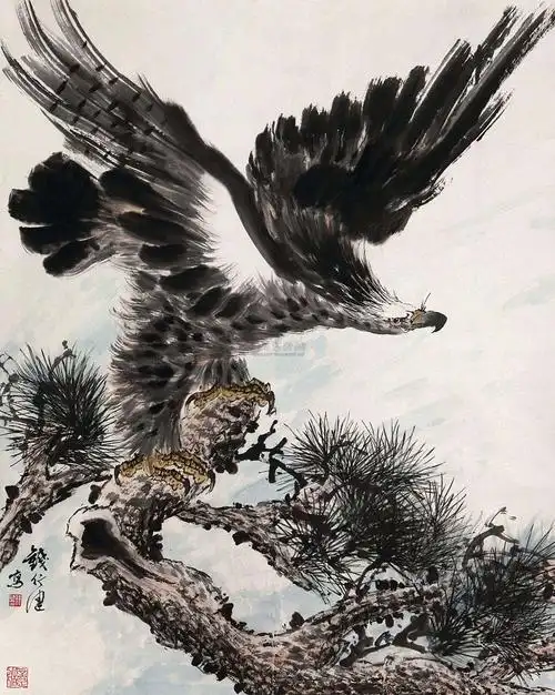 0607 松鹰图 立轴 设色纸本