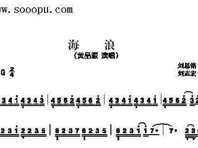 海浪 黄品源 歌谱 简谱