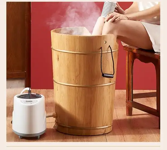 科勒京选 蒸脚桶同款泡脚木桶加高带盖恒温熏蒸桶足浴桶加热蒸汽足疗