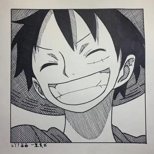 海贼王系列路飞头像手绘过程