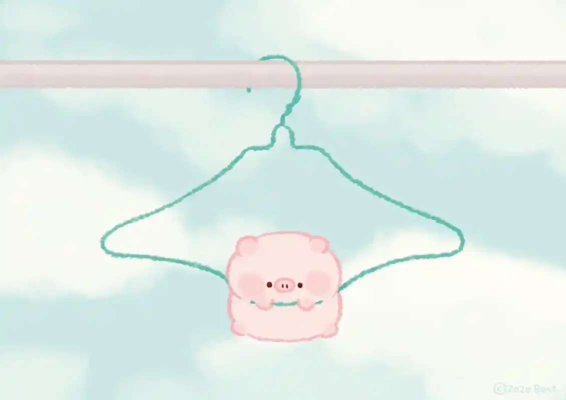 甜宝小猪丨天晴了 来晒小猪了7715 是挂在衣架上的小猪95