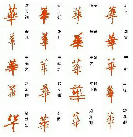 行书 怎么写"华" 字