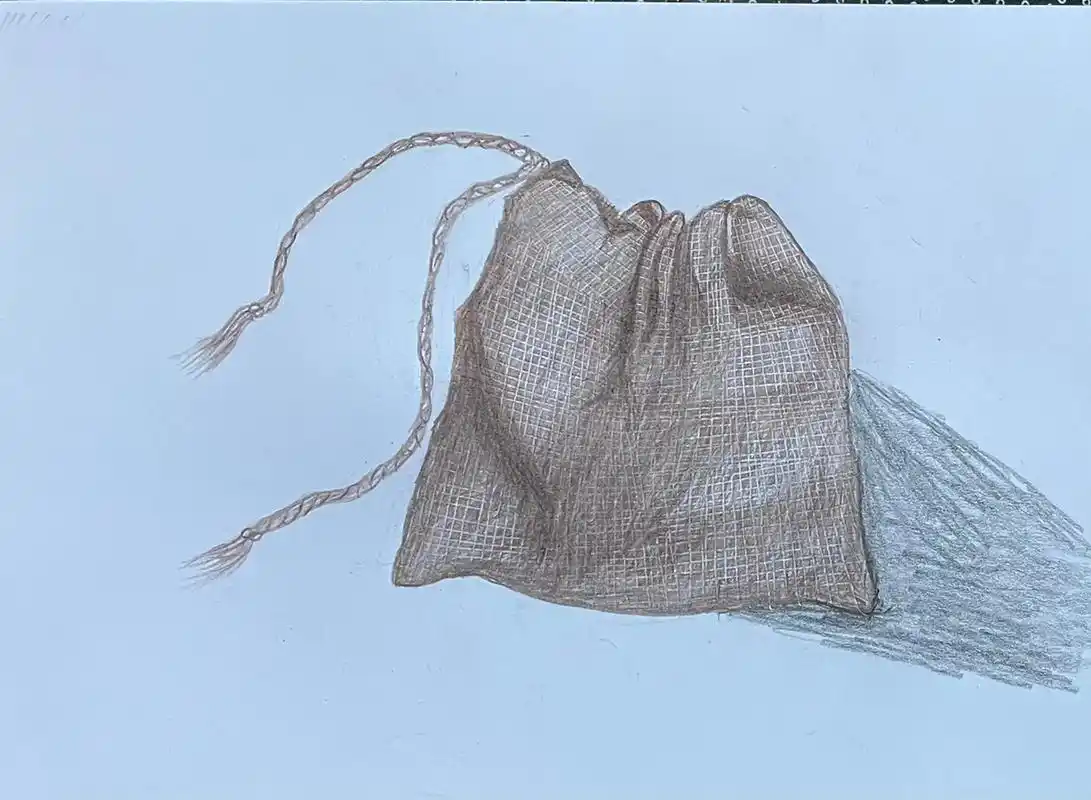 彩铅画13简单的麻袋