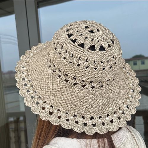 叶子手工编织合股线四叶草夏凉帽diy手工钩织遮阳便携帽子线材