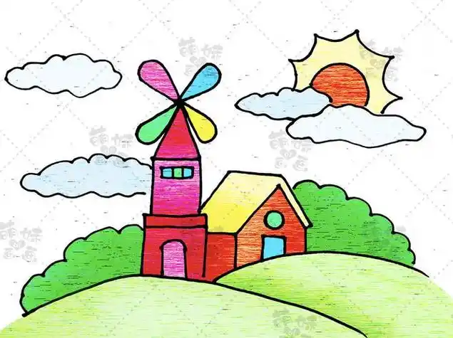 一幅完整的风景简笔画好看简单的风景画