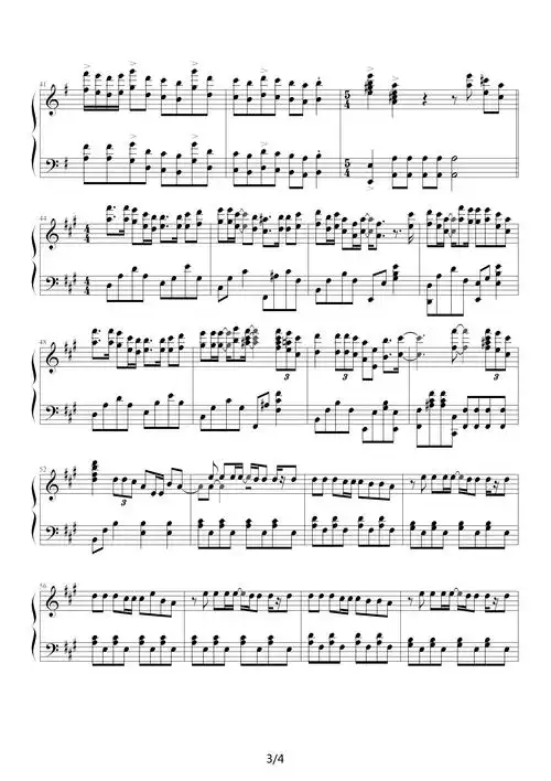 为你写诗 2 g调 钢琴谱 五线谱