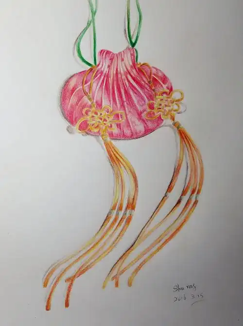 彩铅手绘,香包,寄情,《秋之绘》临摹