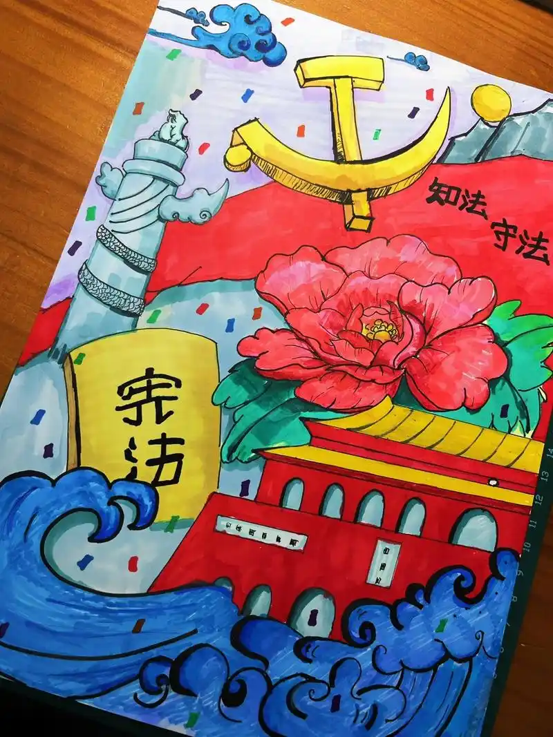 宪法主题绘画96手抄报.#宪法宣传周 #宪法手抄报 #宪法伴 - 抖音