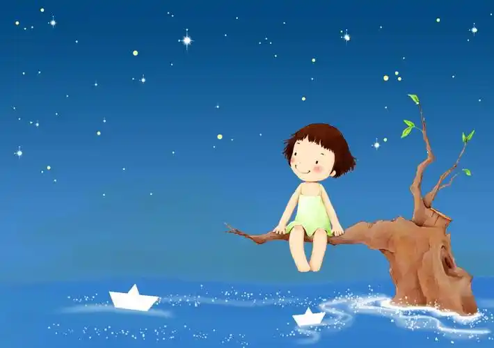 星星天空儿童壁纸女孩