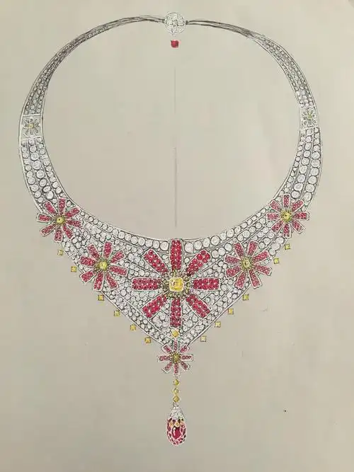 美好时光项链珠宝设计手绘