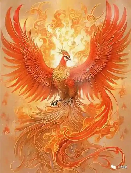 火凤凰 工笔画素材