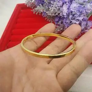 光面黄金手镯实心图片