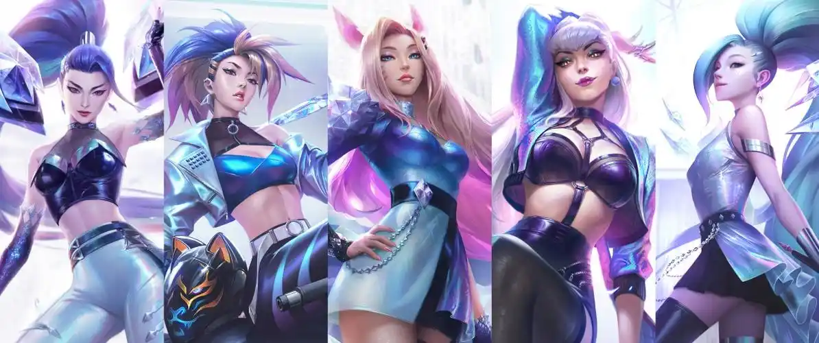 lol英雄联盟kdaallout卡莎伊芙琳阿狸阿卡丽3440x1440带鱼屏壁纸