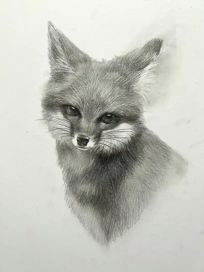 素描动物 小狐狸02 狐狸的素描过程