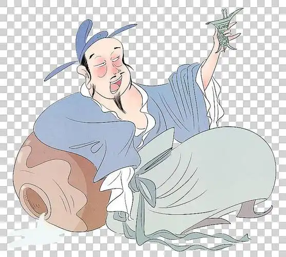 酒文化中国诗人李白举杯醉酒插画素材